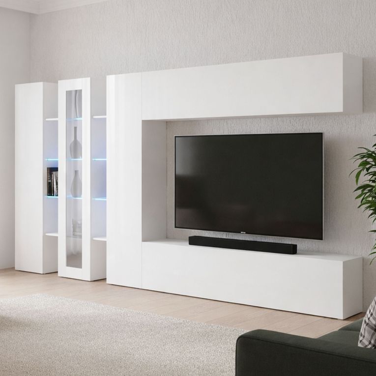 Parete Attrezzata Bianco 20 Ripiani Modulabile 320x30x180h cm, 19 Vani - Bellino