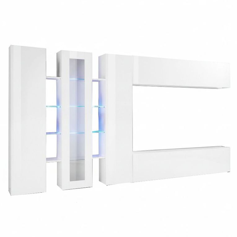 Parete Attrezzata Bianco 20 Ripiani Modulabile 320x30x180h cm, 19 Vani - Bellino