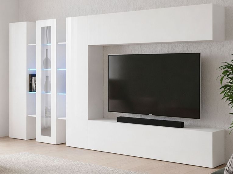Parete Attrezzata Bianco 20 Ripiani Modulabile 320x30x180h cm, 19 Vani - Bellino
