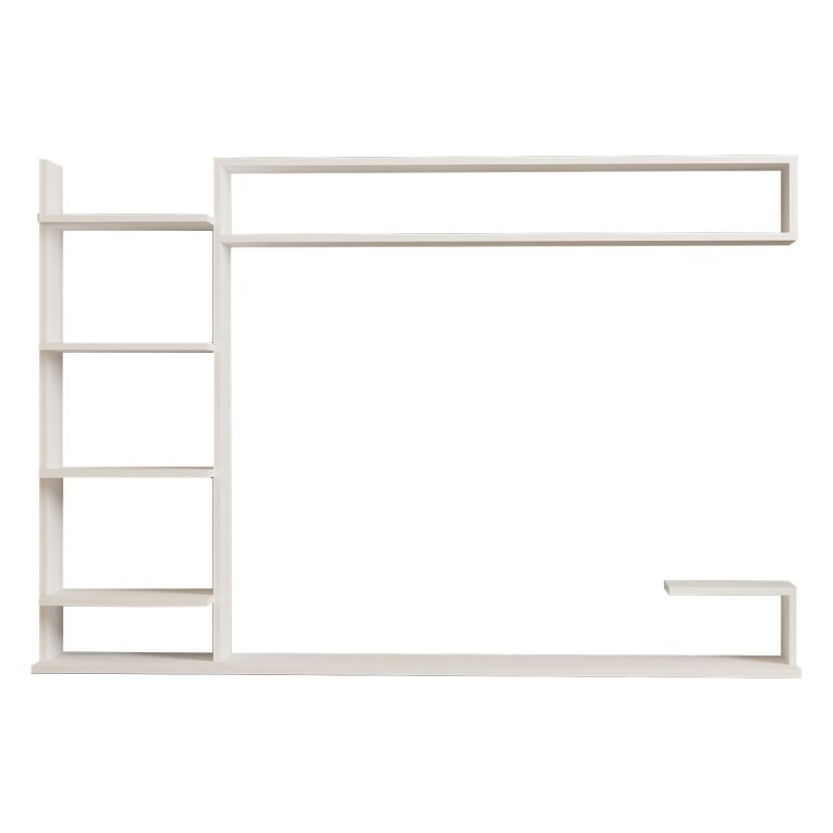 Parete Attrezzata Bianco 8 Ripiani 5 Vani, set Componibile - Viggiona
