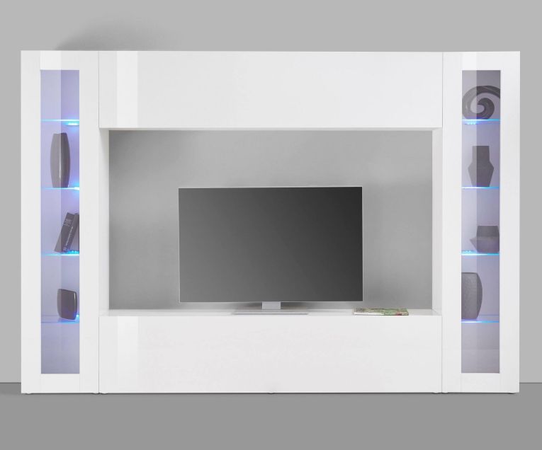 Parete Attrezzata Bianco 8 Ripiani Modulabile 260x30x180h cm, 12 Vani - Bellizzi