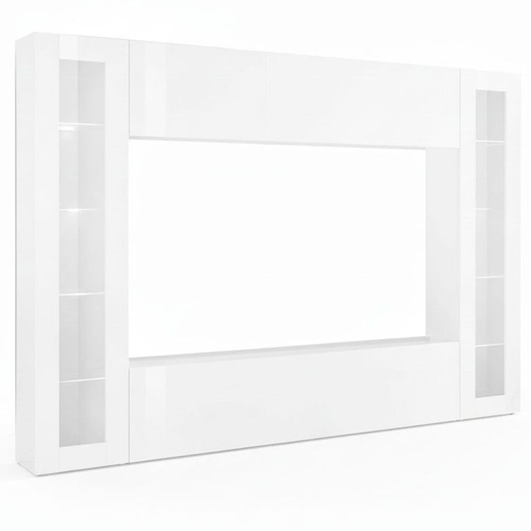 Parete Attrezzata Bianco 8 Ripiani Modulabile 260x30x180h cm, 12 Vani - Bellizzi