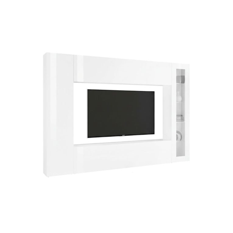 Parete Attrezzata Bianco 8 Ripiani Modulabile 260x30x180h cm, 14 Vani - Alatri