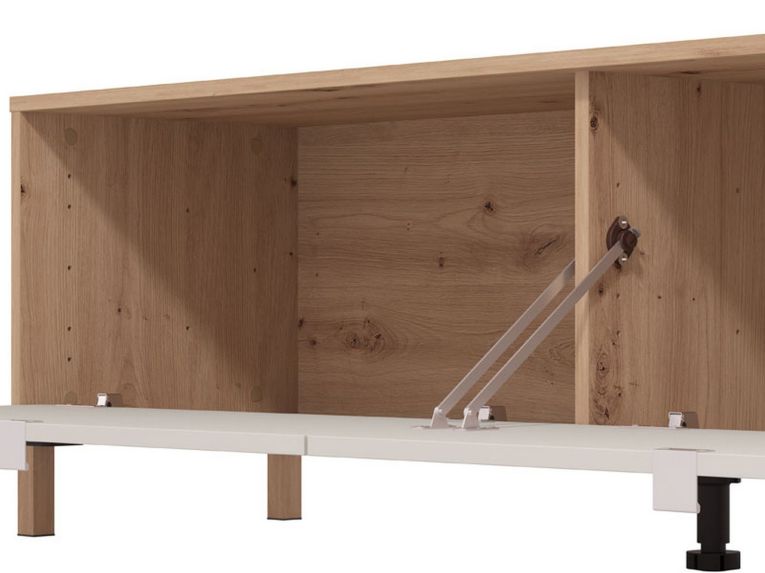 Parete Attrezzata Bianco Crema Marrone Rovere Nodi 5 Ripiani un Cassetto 234x40x178h cm, Modulabile - Alunzio