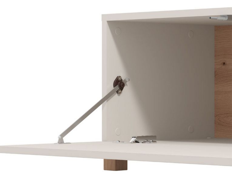 Parete Attrezzata Bianco Crema Marrone Rovere Nodi 6 Ripiani Modulabile 237.5x41.5x160.5h cm, 9 Vani - Tiana