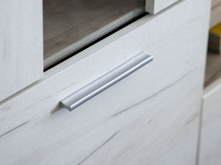 Parete Attrezzata Bianco Larice Marrone Rovere Nodi Modulabile 14 Ripiani 262x35x195h cm, Cassetti - Oggiono