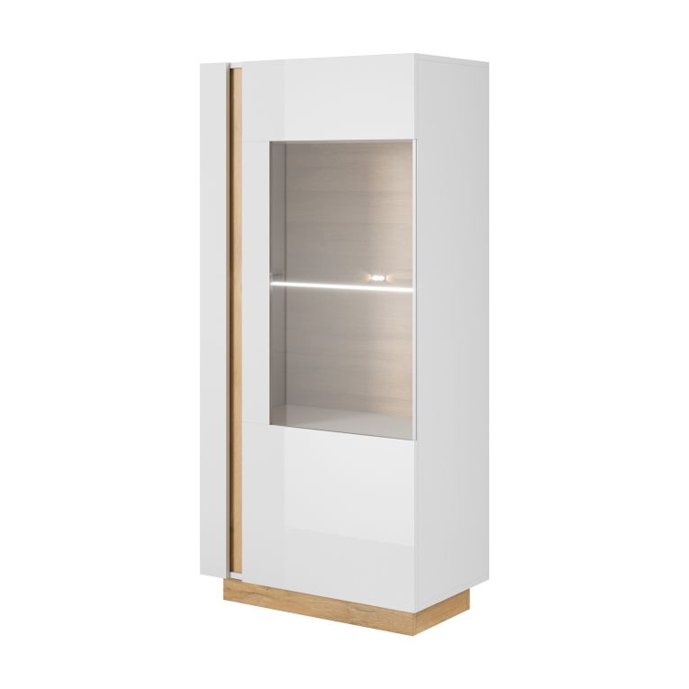 Parete Attrezzata Bianco Lucido Marrone Rovere Modulabile 8 Ripiani, 11 Vani - Kanazala