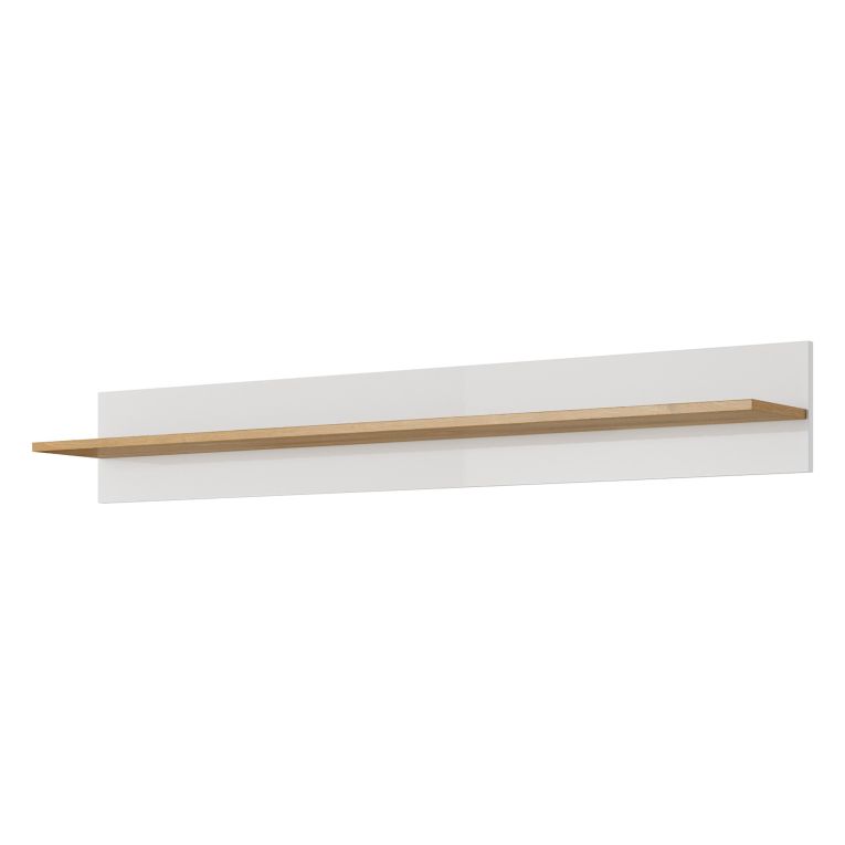 Parete Attrezzata Bianco Lucido Marrone Rovere Modulabile 8 Ripiani, 11 Vani - Kanazala