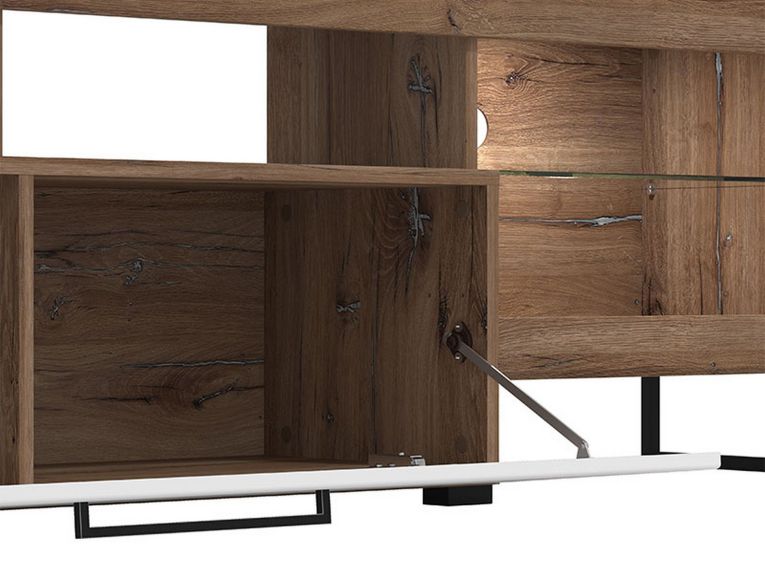 Parete Attrezzata Bianco Marrone Noce Modulabile 10 Ripiani 263x40x162.5h cm, 3 Ante - Dueville