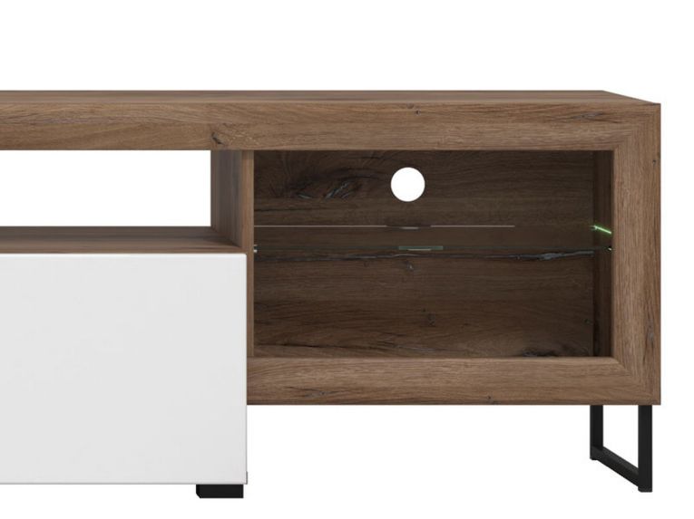 Parete Attrezzata Bianco Marrone Noce Modulabile 10 Ripiani 263x40x162.5h cm, 3 Ante - Dueville