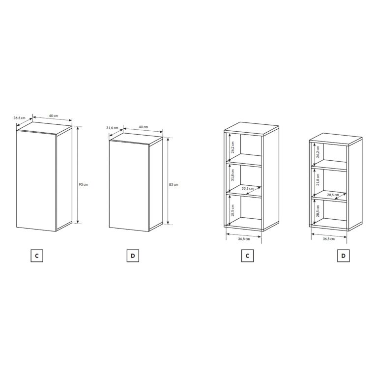 Parete Attrezzata Bianco Marrone Rovere Modulabile 8 Ripiani, 13 Vani - Kamolofa