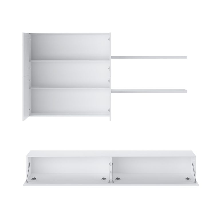 Parete Attrezzata Bianco Modulabile 4 Ripiani, 6 Ante - Bagnaria