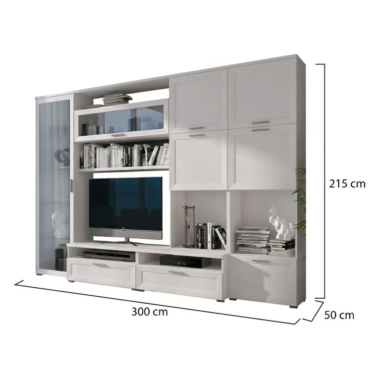 Parete Attrezzata Bianco Modulabile 5 Ripiani, 10 Ante - Cicala