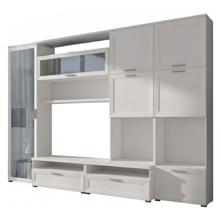 Parete Attrezzata Bianco Modulabile 5 Ripiani, 10 Ante - Cicala