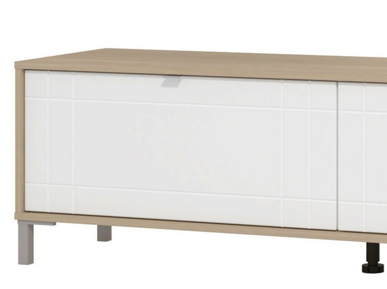 Parete Attrezzata Bianco Opaco Marrone Rovere 7 Ripiani un Cassetto 234x40x176h cm, Modulabile - Elice