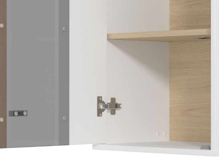 Parete Attrezzata Bianco Opaco Marrone Rovere Modulabile 7 Ripiani 260x40x183h cm, 10 Vani - Albese