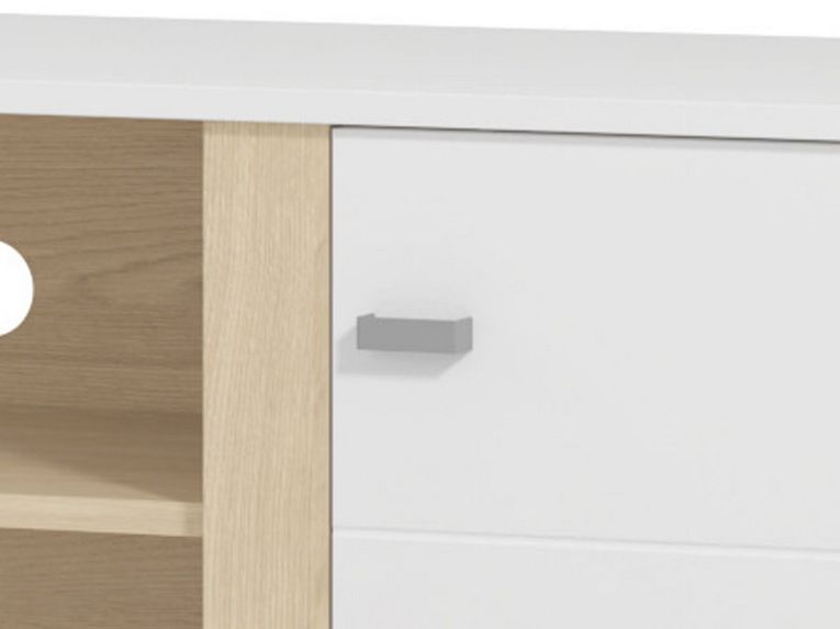 Parete Attrezzata Bianco Opaco Marrone Rovere Modulabile 7 Ripiani 260x40x183h cm, 10 Vani - Albese