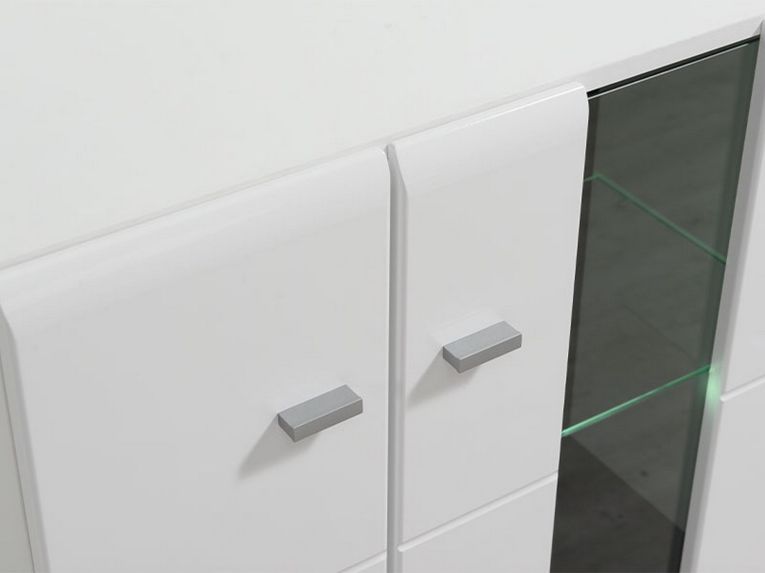 Parete Attrezzata Bianco Opaco Nero Modulabile 7 Ripiani 264x41.5x182h cm, 4 Ante - Ozzero