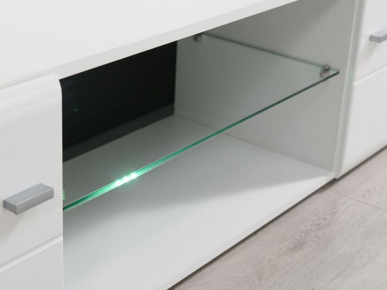 Parete Attrezzata Bianco Opaco Nero Modulabile 7 Ripiani 264x41.5x182h cm, 4 Ante - Ozzero