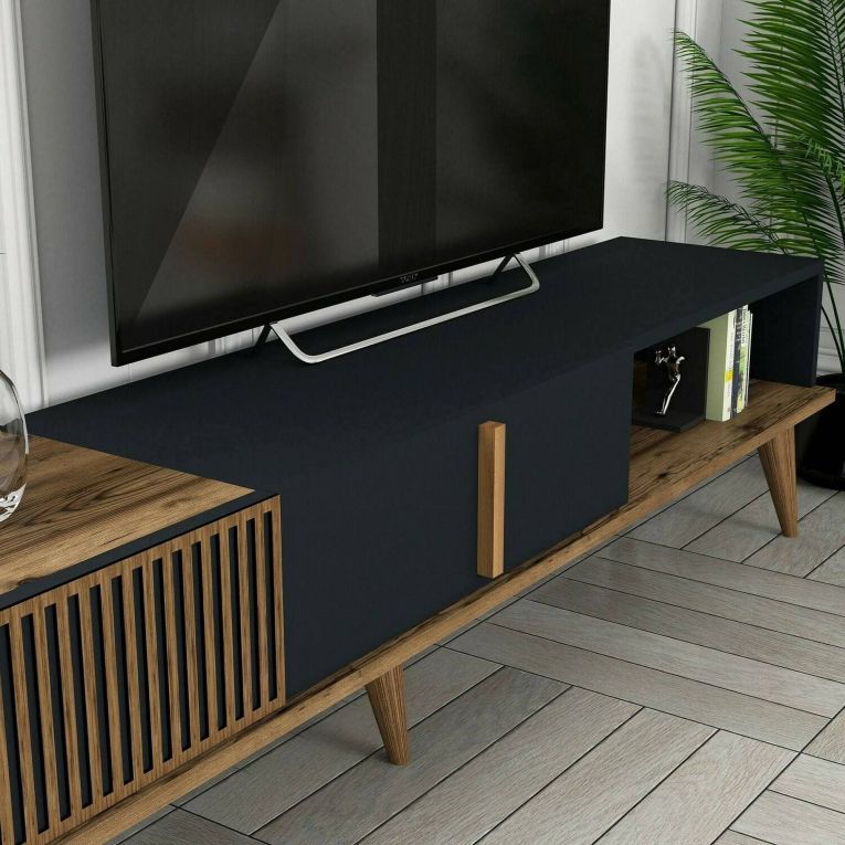 Parete attrezzata design 180cm noce e antracite - Ostro