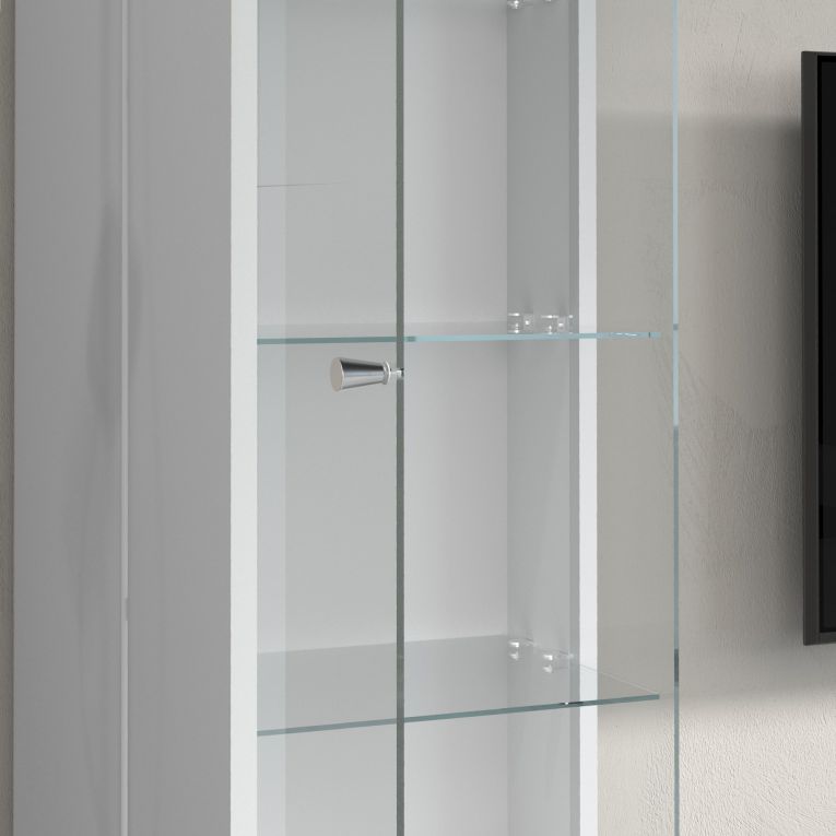 Parete Attrezzata Grigio Ardesia Bianco Lucido 8 Ripiani 5 Ante 245x40x191.2h cm, Apertura Battente - Galatina