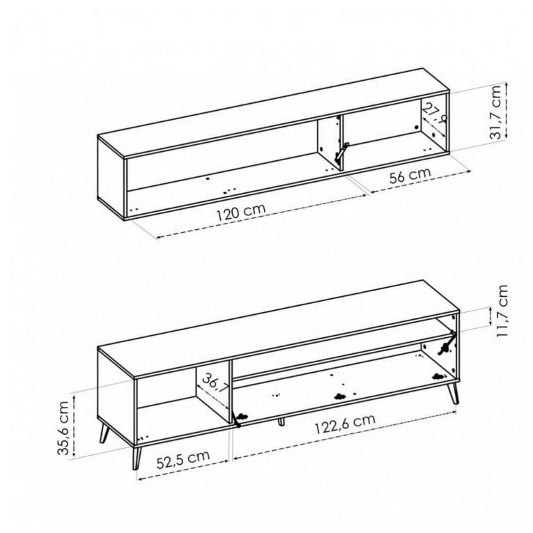 Parete attrezzata in legno 180cm legno e antracite - Arusha