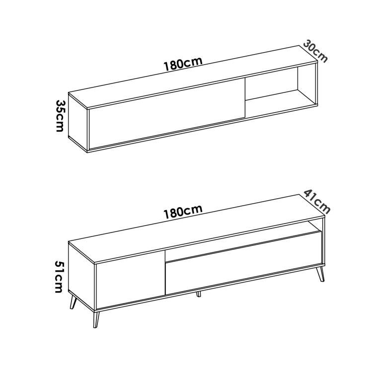 Parete attrezzata in legno 180cm legno e antracite - Arusha