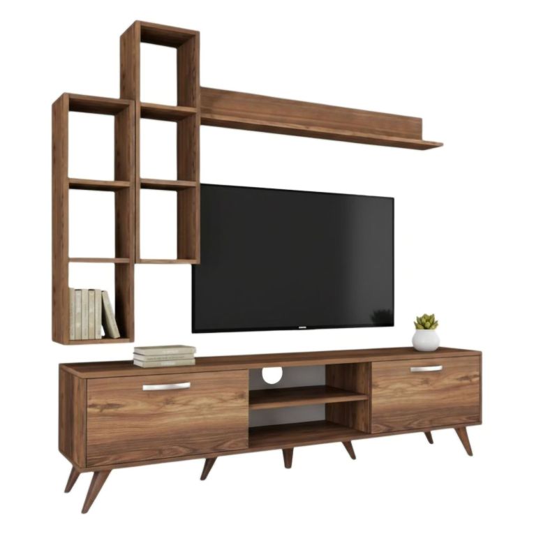 Parete attrezzata in legno 180cm noce - Gunding