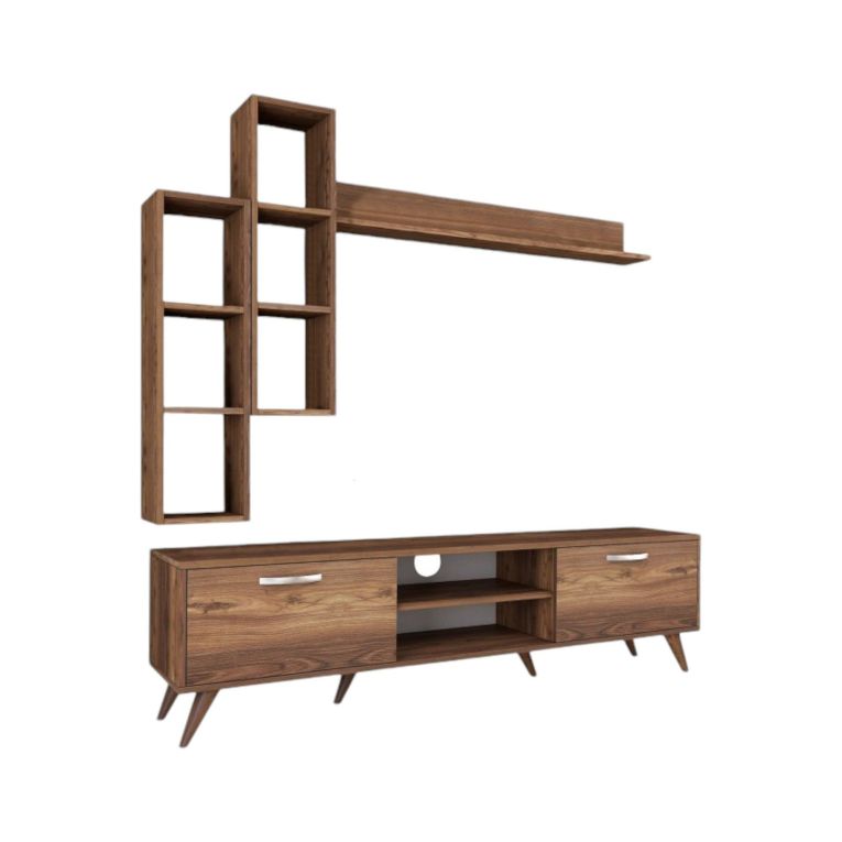 Parete attrezzata in legno 180cm noce - Gunding