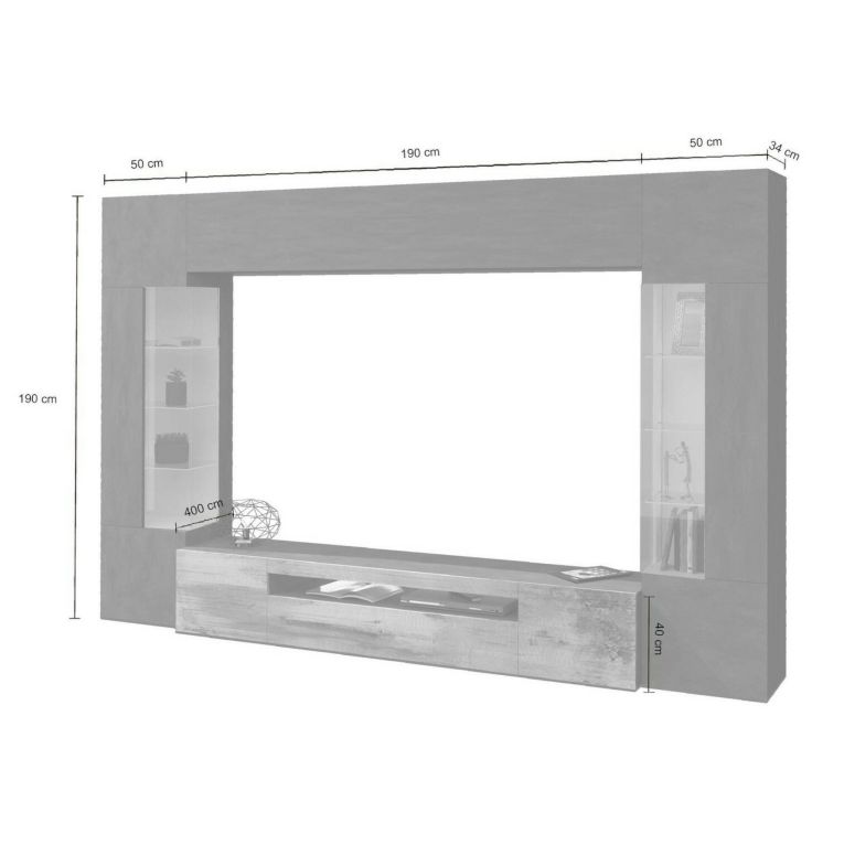 Parete attrezzata in legno 290cm antracite e acero - Arga