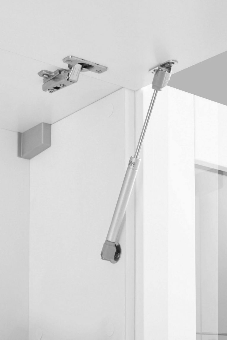 Parete attrezzata Luigi, Set salotto porta TV a 4 ante, Mobile soggiorno multiuso, 100% Made in Italy, cm 260x30h180, Bianco lucido