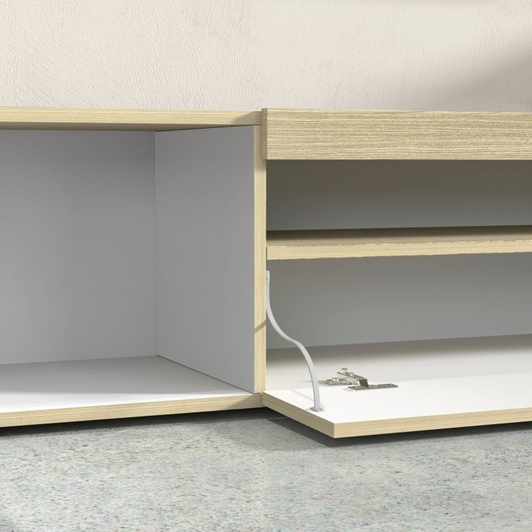 Parete Attrezzata Marrone Acero Beige Cashmere 8 Ripiani 5 Ante 245x40x191.2h cm, Apertura Battente - Galatina