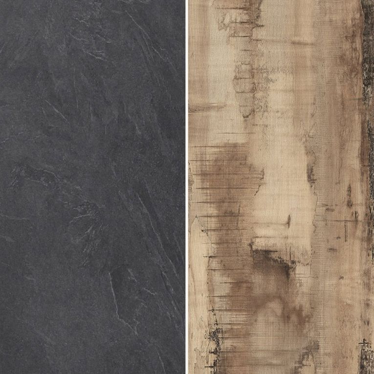 Parete Attrezzata Marrone Acero Grigio Ardesia 8 Ripiani 5 Ante 245x40x191.2h cm, Apertura Battente - Galatina
