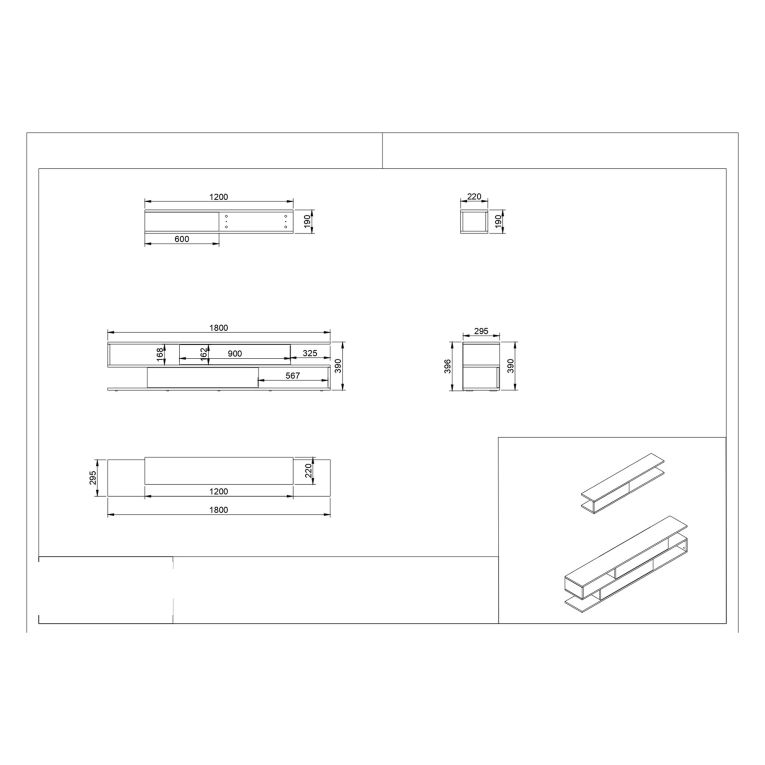 Parete Attrezzata Marrone Noce Bianco Modulabile 4 Ripiani, 2 Ante - Vernole