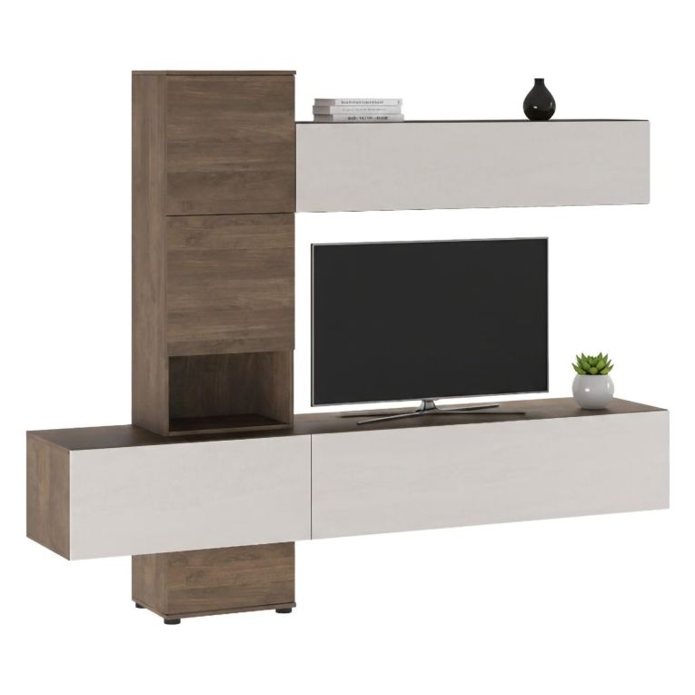 Parete Attrezzata Marrone Noce Bianco Modulabile 6 Ante, set Componibile - Isola