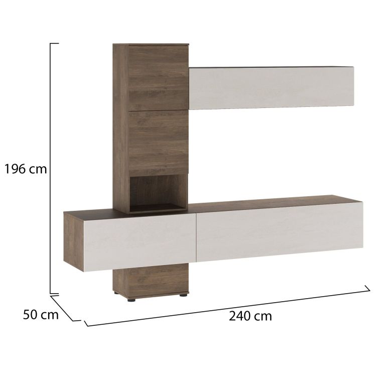 Parete Attrezzata Marrone Noce Bianco Modulabile 6 Ante, set Componibile - Isola