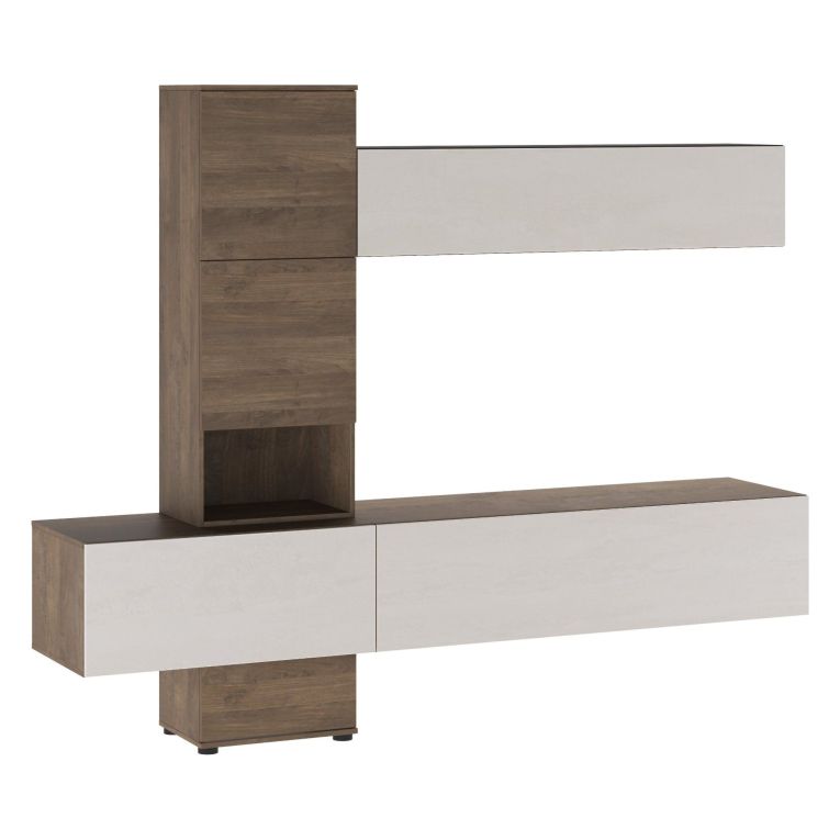 Parete Attrezzata Marrone Noce Bianco Modulabile 6 Ante, set Componibile - Isola