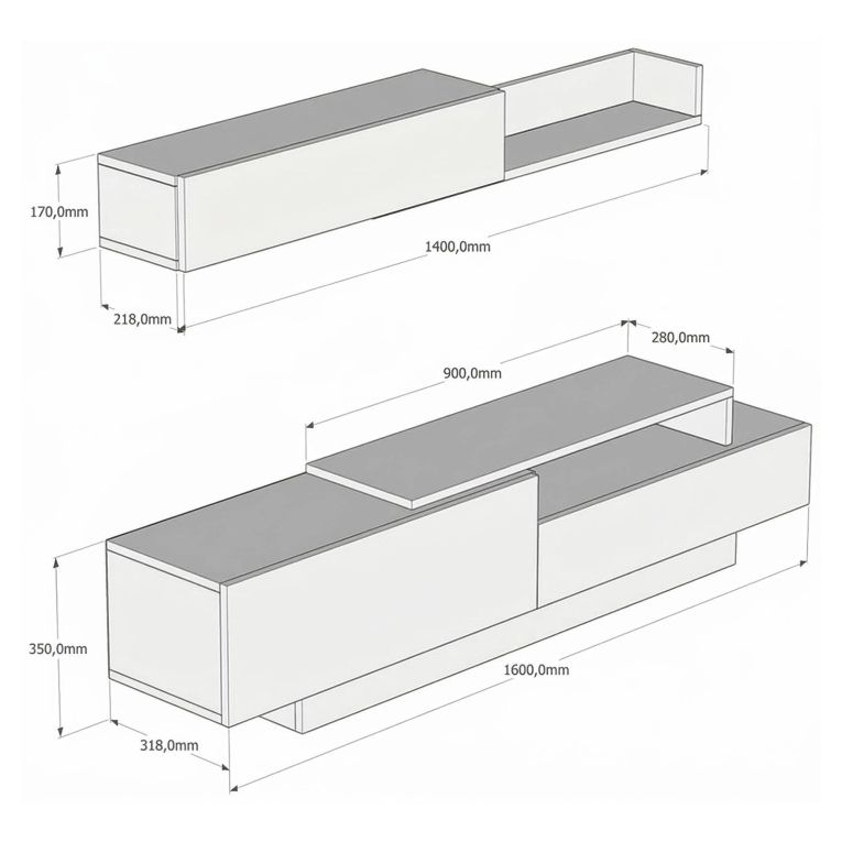 Parete Attrezzata Marrone Noce Bianco Modulabile 6 Ripiani, 3 Ante - Gais