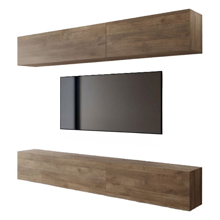 Parete Attrezzata Marrone Noce Modulabile 4 Ripiani, 4 Ante - Suisio