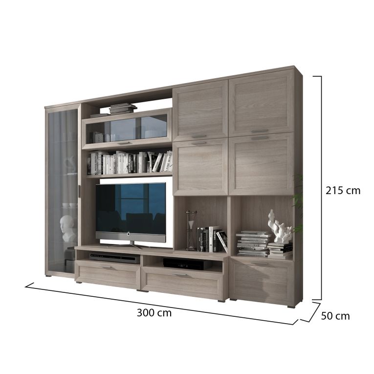 Parete Attrezzata Marrone Olmo 5 Ripiani Modulabile, Apertura Battente, a Ribalta - Cicala