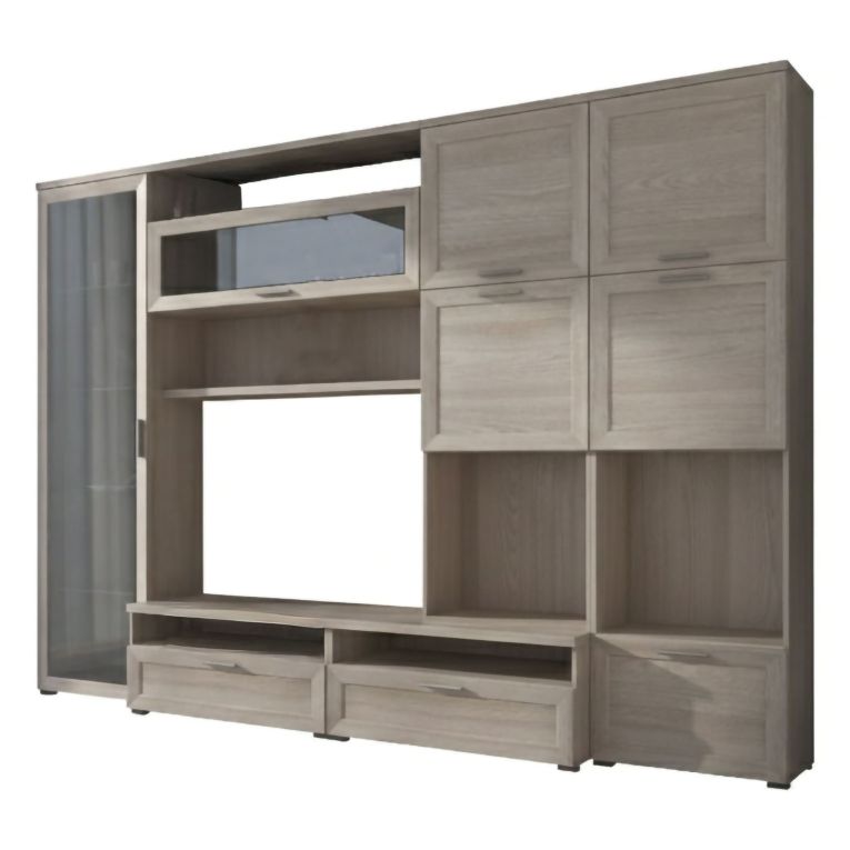 Parete Attrezzata Marrone Olmo 5 Ripiani Modulabile, Apertura Battente, a Ribalta - Cicala