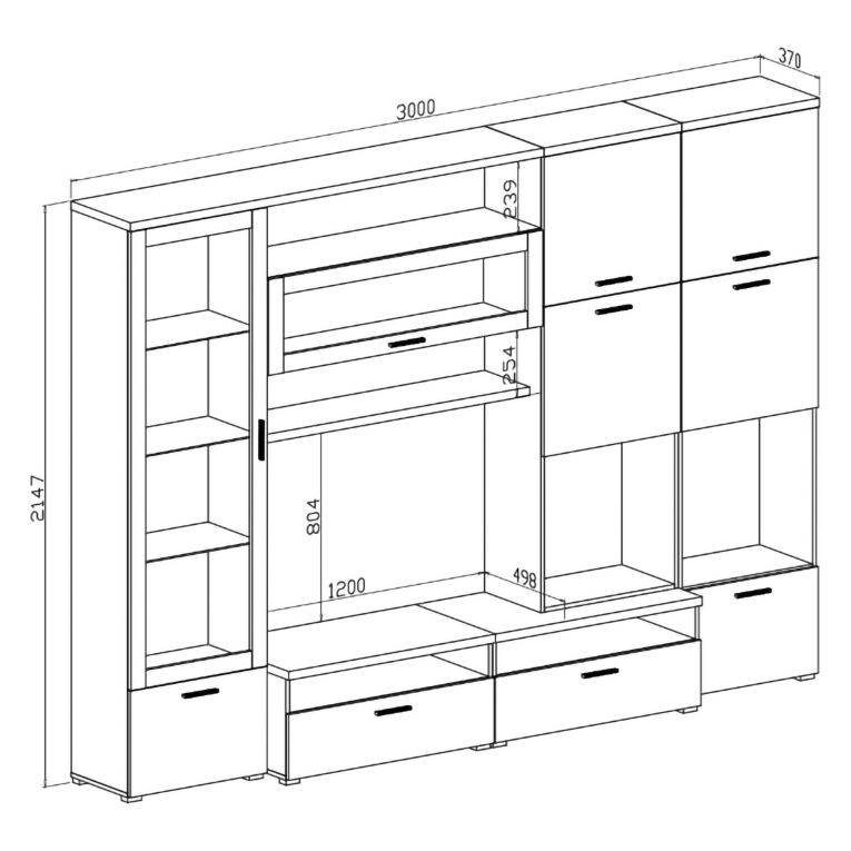 Parete Attrezzata Marrone Olmo Bianco Lucido 5 Ripiani Modulabile, 24 Vani - Faggian