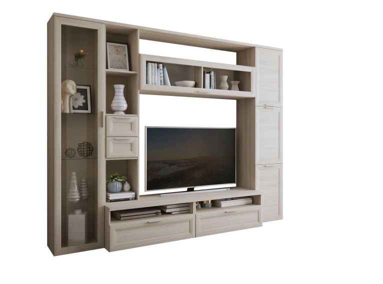 Parete Attrezzata Marrone Olmo Modulabile 4 Cassetti, 8 Ripiani - Carenno