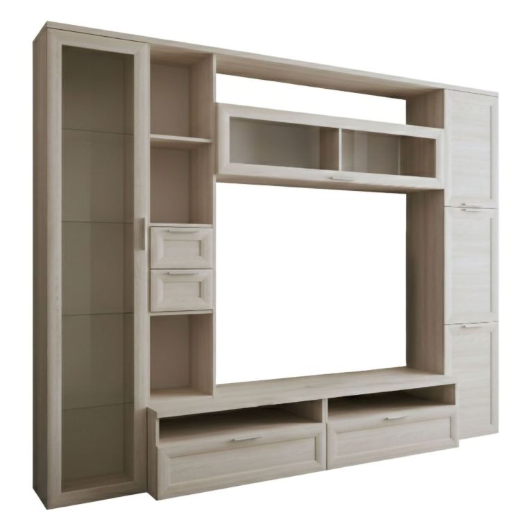 Parete Attrezzata Marrone Olmo Modulabile 4 Cassetti, 8 Ripiani - Carenno