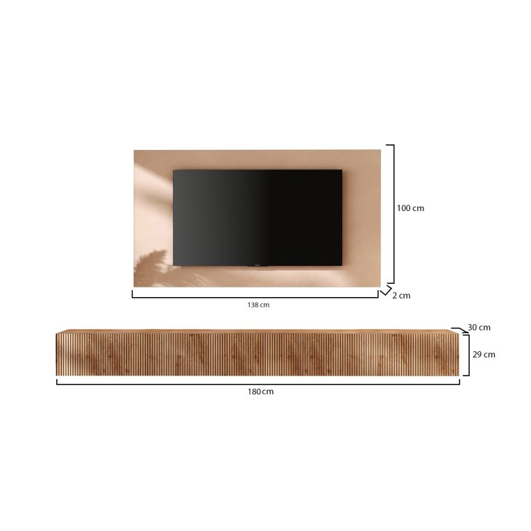 Parete Attrezzata Marrone Pero Bianco Crema Modulabile Apertura Standard, set Componibile Made in Italy - Buti