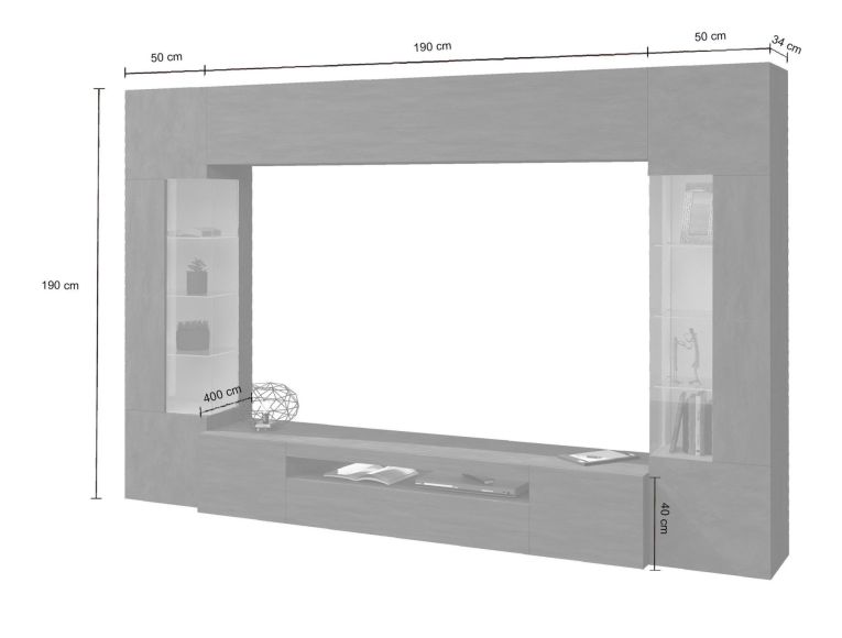 Parete Attrezzata Marrone Rovere Beige Cashmere 14 Ripiani 6 Ante 290x40x190h cm, Apertura Battente - Solopaca