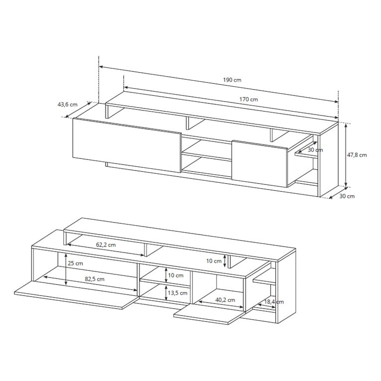 Parete Attrezzata Marrone Rovere Bianco Modulabile 12 Ripiani, 20 Vani - Kanapa