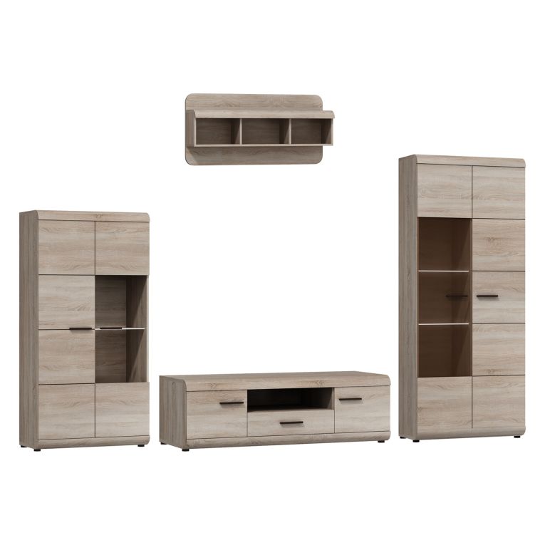 Parete Attrezzata Marrone Rovere Modulabile 20 Ripiani, un Cassetto - Kane