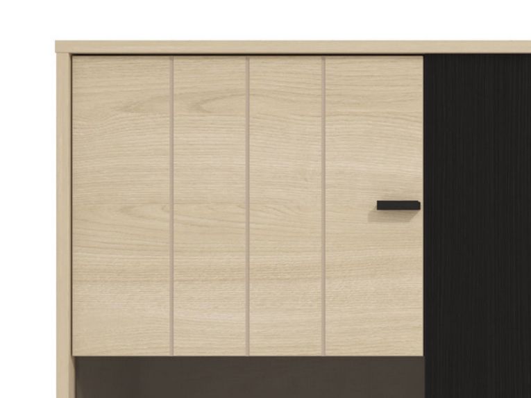 Parete Attrezzata Marrone Rovere Nero Modulabile 8 Ripiani 263x40x167h cm, 7 Vani - Caropepe