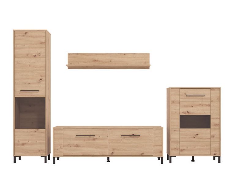 Parete Attrezzata Marrone Rovere Nodi Modulabile 8 Ripiani 299x40x192.5h cm, 4 Ante - Cimbergo